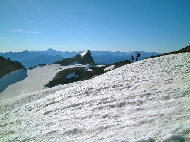 Dôme du Monêtier, vers le Pic du Rif (3478 m). Alpinisme, Massif des Ecrins, Briançonnais, Hautes Alpes.